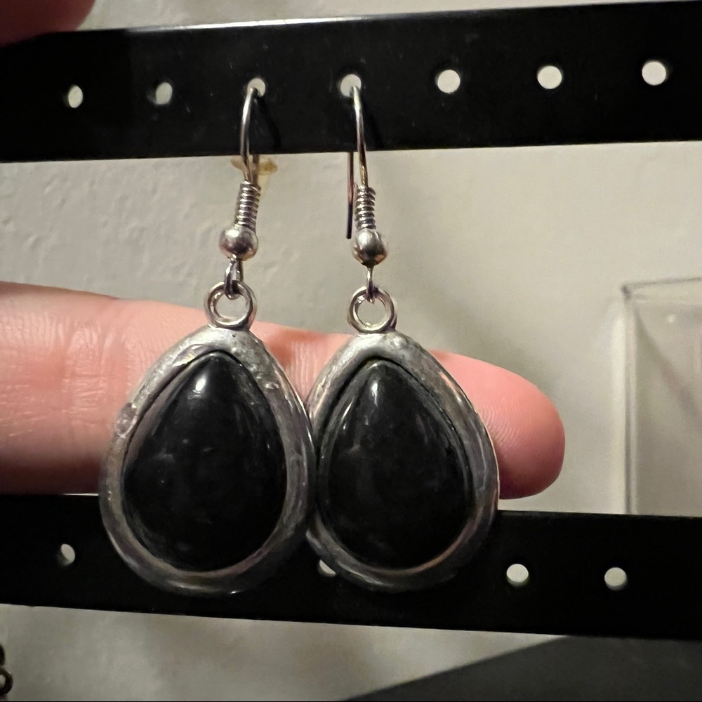 Silver and Black Earrings